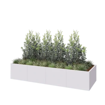 Jardinera XXL de acero - Rectángulo - 320 x 100 x 60 cm - RAL9010 mate (blanco) - Con placa inferior