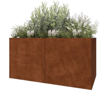 Jardinera XXL de acero corten - Rectángulo - 200 x 100 x 100 cm - Con placa inferior