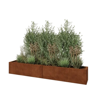 Jardinera XXL de acero corten - Rectángulo - 200 x 30 x 30 cm - Sin placa inferior