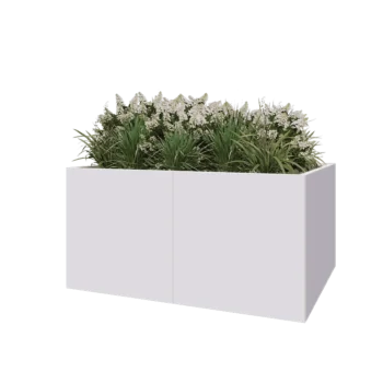 Jardinera XXL de acero - Rectángulo - 160 x 120 x 80 cm - RAL9010 mate (blanco) - Con placa inferior