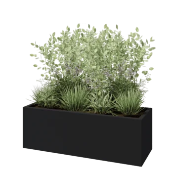 Jardinera de fibra de vidrio - Rectángulo - 120 x 40 x 40 cm - RAL7021 mate (gris negruzco) - Con fondo