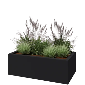 Jardinera de fibra de vidrio - Rectángulo - 120 x 60 x 40 cm - RAL7021 mate (gris negruzco) - Con fondo