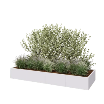 Jardinera XXL de acero - Rectángulo - 320 x 100 x 40 cm - RAL9010 mate (blanco) - Sin placa inferior