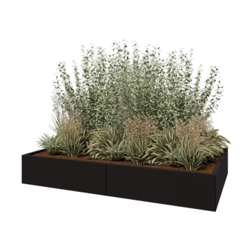 Jardinera XXL de acero - Rectángulo - 200 x 120 x 30 cm - RAL9005 mate (negro) - Sin placa inferior