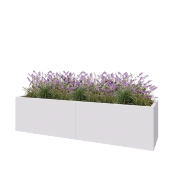 Jardinera XXL de acero - Rectángulo - 200 x 50 x 50 cm - RAL9010 mate (blanco) - Sin placa inferior