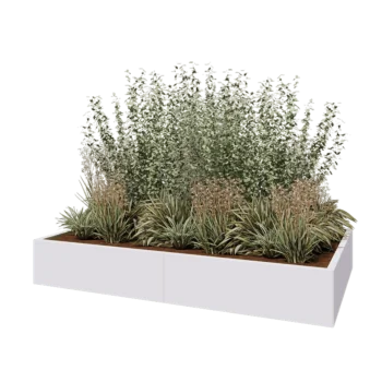 Jardinera XXL de acero - Rectángulo - 200 x 120 x 30 cm - RAL9010 mate (blanco) - Sin placa inferior