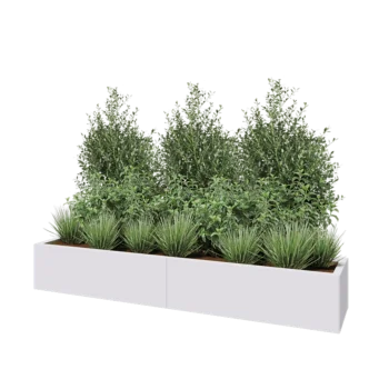 Jardinera XXL de acero - Rectángulo - 200 x 40 x 30 cm - RAL9010 mate (blanco) - Sin placa inferior