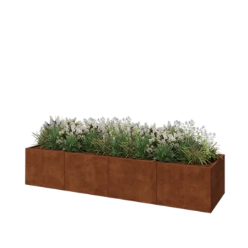 Jardinera XXL de acero corten - Rectángulo - 320 x 80 x 60 cm - Sin placa inferior