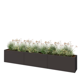 Jardinera XXL de acero - Rectángulo - 360 x 40 x 60 cm - RAL7016 mate (gris antracita) - Con placa inferior