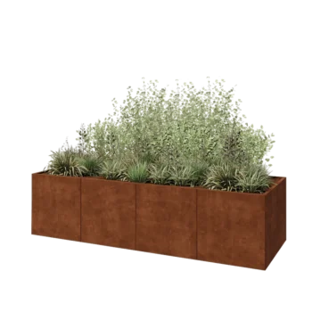 Jardinera XXL de acero corten - Rectángulo - 320 x 100 x 80 cm - Sin placa inferior