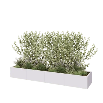 Jardinera XXL de acero - Rectángulo - 320 x 60 x 40 cm - RAL9010 mate (blanco) - Con placa inferior