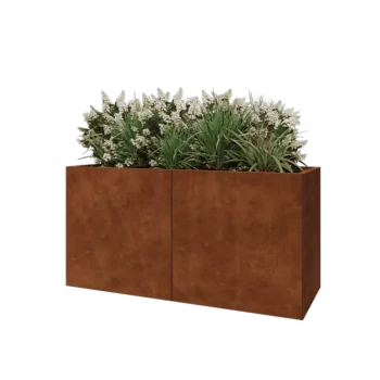 Jardinera XXL de acero corten - Rectángulo - 160 x 60 x 80 cm - Con placa inferior