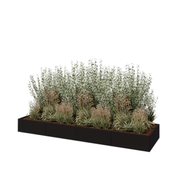 Jardinera XXL de acero - Rectángulo - 320 x 80 x 30 cm - RAL9005 mate (negro) - Sin placa inferior