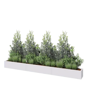 Jardinera XXL de acero - Rectángulo - 360 x 30 x 30 cm - RAL9010 mate (blanco) - Con placa inferior