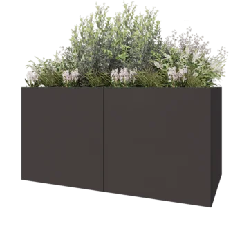 Jardinera XXL de acero - Rectángulo - 200 x 100 x 100 cm - RAL7016 mate (gris antracita) - Con placa inferior