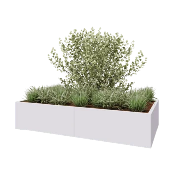 Jardinera XXL de acero - Rectángulo - 200 x 100 x 40 cm - RAL9010 mate (blanco) - Con placa inferior
