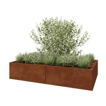 Jardinera XXL de acero corten - Rectángulo - 200 x 120 x 40 cm - Con placa inferior