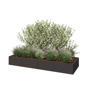 Jardinera XXL de acero - Rectángulo - 320 x 100 x 40 cm - RAL7016 mate (gris antracita) - Sin placa inferior