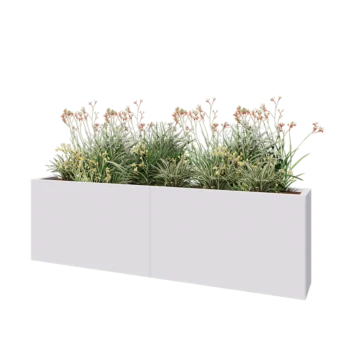 Jardinera XXL de acero - Rectángulo - 200 x 30 x 60 cm - RAL9010 mate (blanco) - Sin placa inferior
