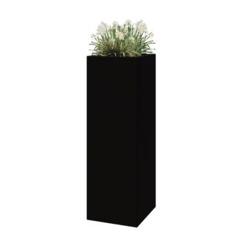 Jardinera de fibra de vidrio - Cuadrado - 40 x 40 x 120 cm - RAL9005 mate (negro) - Con fondo