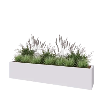 Jardinera XXL de acero - Rectángulo - 200 x 40 x 40 cm - RAL9010 mate (blanco) - Con placa inferior