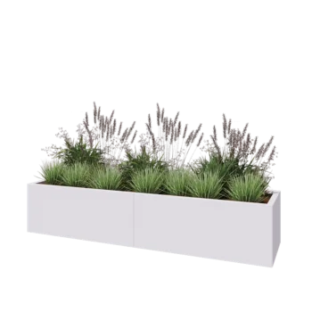 Jardinera XXL de acero - Rectángulo - 200 x 50 x 40 cm - RAL9010 mate (blanco) - Sin placa inferior