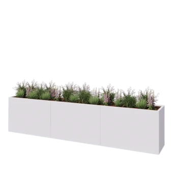 Jardinera XXL de acero - Rectángulo - 360 x 50 x 80 cm - RAL9010 mate (blanco) - Con placa inferior