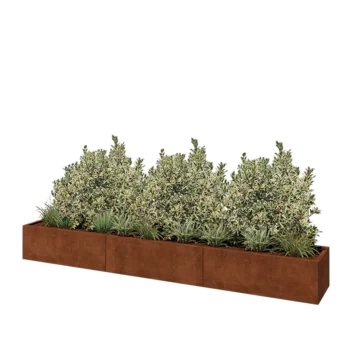 Jardinera XXL de acero corten - Rectángulo - 360 x 50 x 40 cm - Con placa inferior