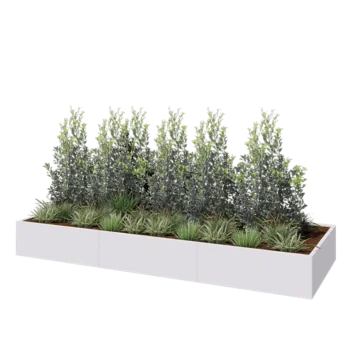 Jardinera XXL de acero - Rectángulo - 360 x 120 x 40 cm - RAL9010 mate (blanco) - Sin placa inferior