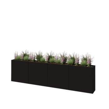 Jardinera XXL de acero - Rectángulo - 320 x 30 x 80 cm - RAL9005 mate (negro) - Sin placa inferior