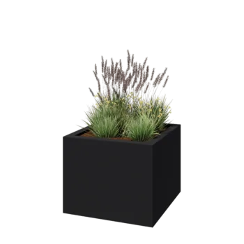 Jardinera de fibra de vidrio - Cuadrado - 100 x 100 x 80 cm - RAL7021 mate (gris negruzco) - Con fondo