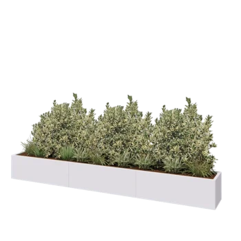 Jardinera XXL de acero - Rectángulo - 360 x 40 x 40 cm - RAL9010 mate (blanco) - Con placa inferior