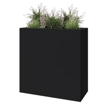 Jardinera de fibra de vidrio - Rectángulo - 100 x 40 x 100 cm - RAL7021 mate (gris negruzco) - Con fondo