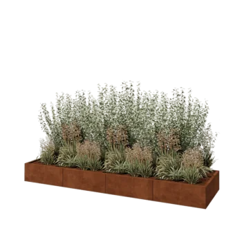 Jardinera XXL de acero corten - Rectángulo - 320 x 80 x 30 cm - Sin placa inferior