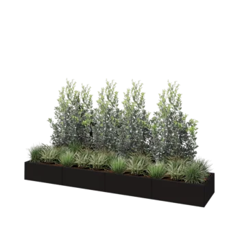 Jardinera XXL de acero - Rectángulo - 320 x 60 x 30 cm - RAL9005 mate (negro) - Sin placa inferior