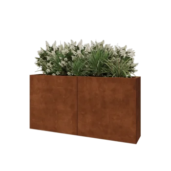 Jardinera XXL de acero corten - Rectángulo - 160 x 30 x 80 cm - Con placa inferior
