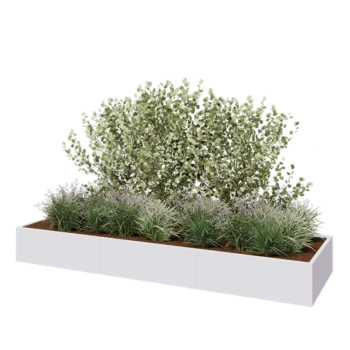 Jardinera XXL de acero - Rectángulo - 360 x 100 x 40 cm - RAL9010 mate (blanco) - Sin placa inferior