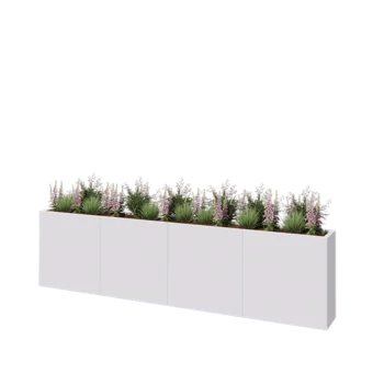 Jardinera XXL de acero - Rectángulo - 320 x 30 x 80 cm - RAL9010 mate (blanco) - Con placa inferior