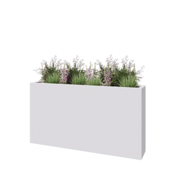 Jardinera de fibra de vidrio - Rectángulo - 150 x 25 x 80 cm - RAL9010 mate (blanco) - Con fondo