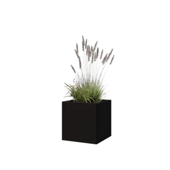 Jardinera de acero - Cuadrado - 40 x 40 x 40 cm - RAL9005 mate (negro) - Con placa inferior