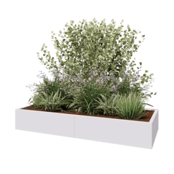 Jardinera XXL de acero - Rectángulo - 200 x 80 x 30 cm - RAL9010 mate (blanco) - Con placa inferior
