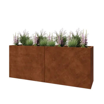 Jardinera XXL de acero corten - Rectángulo - 200 x 50 x 80 cm - Sin placa inferior