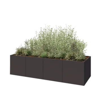 Jardinera XXL de acero - Rectángulo - 320 x 100 x 80 cm - RAL7016 mate (gris antracita) - Con placa inferior