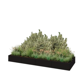 Jardinera XXL de acero - Rectángulo - 320 x 100 x 30 cm - RAL9005 mate (negro) - Sin placa inferior