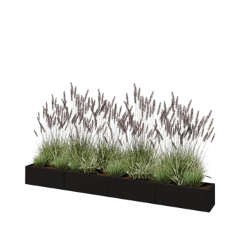 Jardinera XXL de acero - Rectángulo - 320 x 30 x 30 cm - RAL9005 mate (negro) - Sin placa inferior