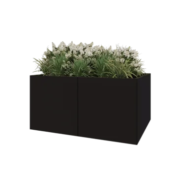 Jardinera XXL de acero - Rectángulo - 160 x 120 x 80 cm - RAL9005 mate (negro) - Sin placa inferior