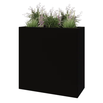 Jardinera de fibra de vidrio - Rectángulo - 100 x 40 x 100 cm - RAL9005 mate (negro) - Con fondo