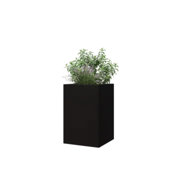 Jardinera de acero - Cuadrado - 40 x 40 x 60 cm - RAL9005 mate (negro) - Sin placa inferior