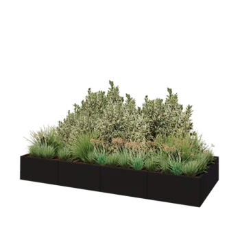 Jardinera XXL de acero - Rectángulo - 320 x 120 x 40 cm - RAL9005 mate (negro) - Sin placa inferior