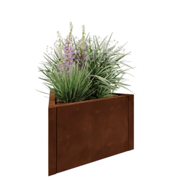 Jardinera de acero corten - Triángulo equilátero - 70,6 x 61 x 40 cm - Sin placa inferior